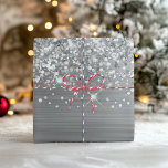 Glittery Silver Glam Wrapping Paper Sheet<br><div class="desc">Glam style wrapping paper sheets for the holidays.
The edges feature faux silver glitter and sparkles. 
The background is a brushed metal style metallic foil digital art.
These artistic designs print like a photo on your gift wrap.</div>
