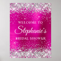 Glittery Silver Hot Pink Foil Bridal Shower