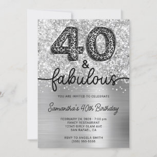 Glittery Silver Leopard 40 and Fabulous Invitation