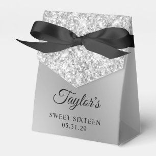 Glittery Silver Ombre Glam Sweet Sixteen Favour Box