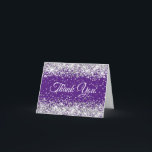 Glittery Silver Royal Purple 40th Birthday Thank You Card<br><div class="desc">Our faux sparkly silver glitter and solid colour royal purple thank you note cards are the perfect way to show your appreciation for your friends coming to your 40th birthday, and giving a nice gift. Whether you're looking to customise the interior text for each recipient individually, or buy the same...</div>