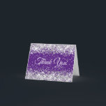 Glittery Silver Royal Purple 40th Birthday Thank You Card<br><div class="desc">Our faux sparkly silver glitter and solid colour royal purple thank you note cards are the perfect way to show your appreciation for your friends coming to your 40th birthday, and giving a nice gift. Whether you're looking to customise the interior text for each recipient individually, or buy the same...</div>