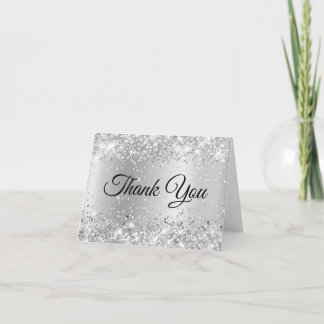 Glittery Silver Shimmer Gradient Thank You Card