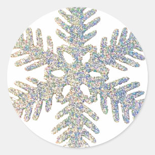 Glittery Snowflake Classic Round Sticker