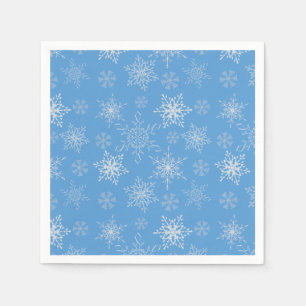 Glittery Snowflakes with Blue Background Napkin