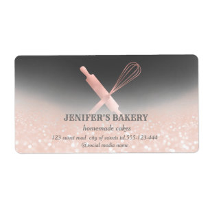 Glittery sparkle rolling pin & whisk chef bakery