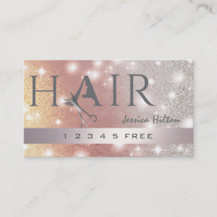 Glittery sparkling bokeh  scissors hair logo loyalty card