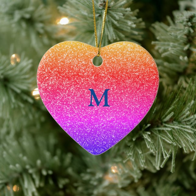 Glittery Sprinkles Christmas Monogram Initial 2019 Ceramic Tree Decoration (Tree)