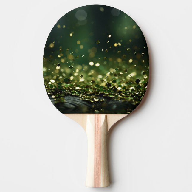 ☘️ Glittery St. Patrick’s Day Bokeh Ping Pong Paddle (Front)