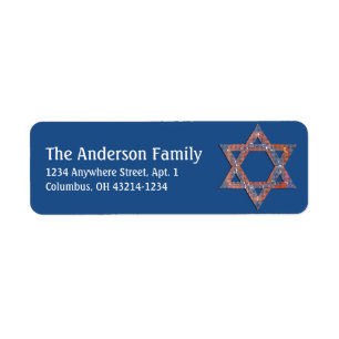 Glittery Star of David Hanukkah Address Labels d10