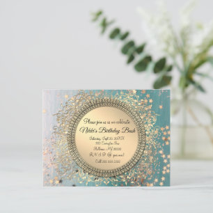 Glittery Stardust on Blue Personalised Birthday Announcement Postcard