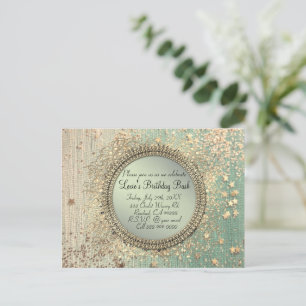 Glittery Stardust on Green  Personalised Birthday Postcard