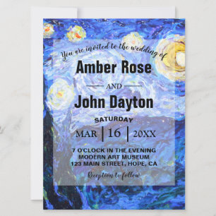 Glittery Starry Night Custom Wedding Invitations