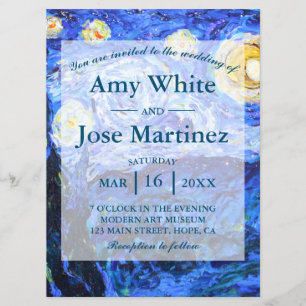Glittery Starry Night Custom Wedding Invitations