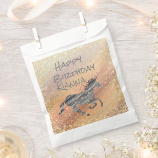 Glittery Starry Unicorn Birthday Personalised Favour Bags