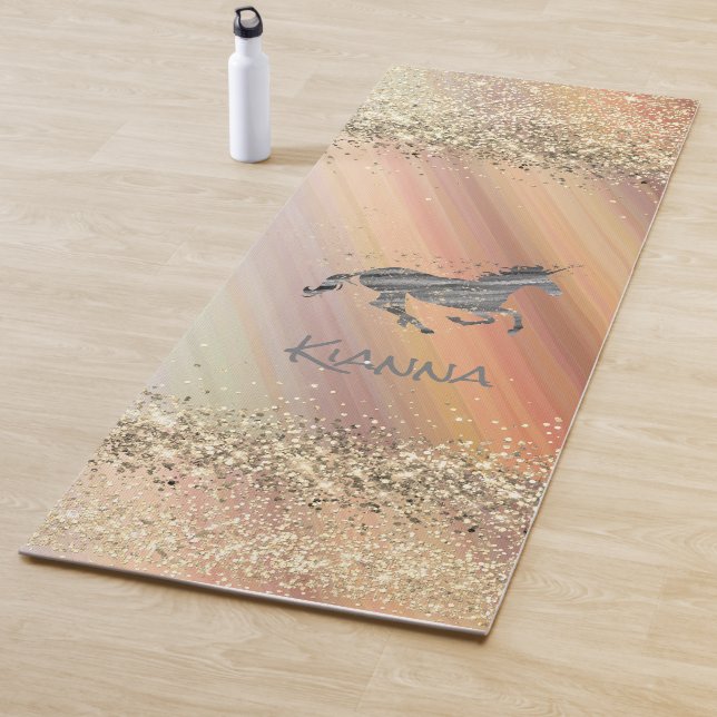Glittery Starry Unicorn Personalised Yoga Mat (In Situ)