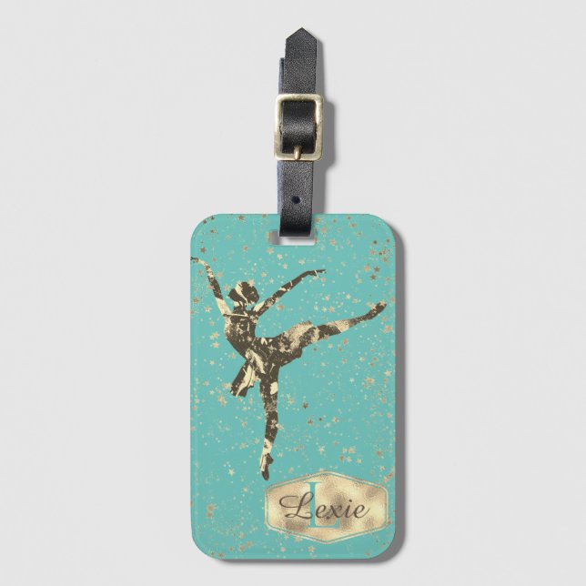Glittery Stars Ballerina Monogram  Luggage Tag (Front Vertical)