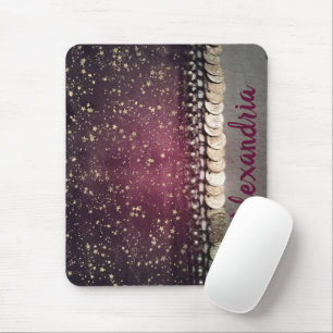 Glittery Stars Purple Gypsy Hip Scarf Mouse Mat