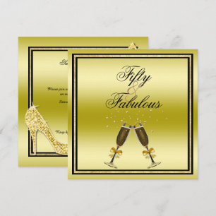 Glittery Stiletto, Champagne & Music Fabulous 50 Invitation