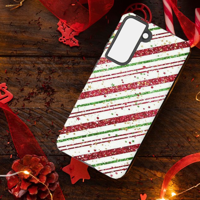 Glittery Striped Christmas  Samsung Galaxy S21 Case (Creator Uploaded)
