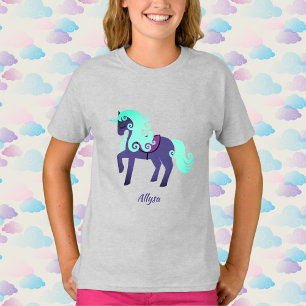 Glittery Unicorn with Rainbow Pastel Background T-Shirt