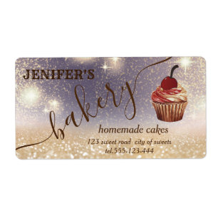 Glittery vintage cupcake chef script bakery