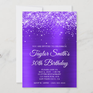 Glittery Violet Purple 30th Birthday Invitation