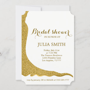Glittery wedding dress invitation