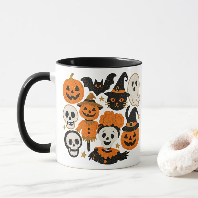 Glittery Whimsical Halloween Mug (With Donut)