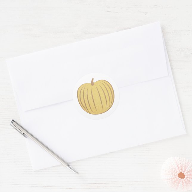 Glittery Yellow Gold Pumpkin Fall Envelope Seal  (Envelope)