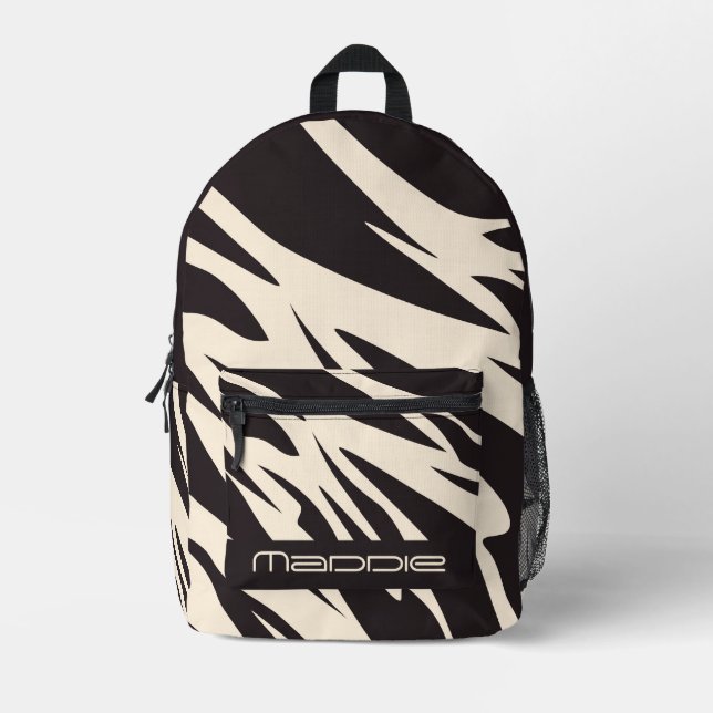 Glittery Zebra Pattern  Printed Backpack (Front)