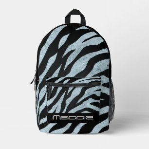 Glittery Zebra Pattern Printed Backpack
