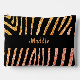 Glittery Zebra Stripes Pattern Accessory Pouch
