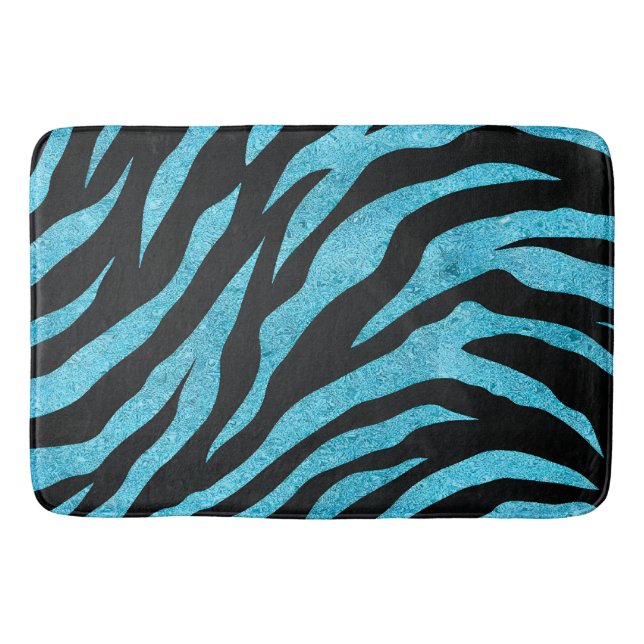 Glittery Zebra Stripes Pattern Bath Mat (Front)
