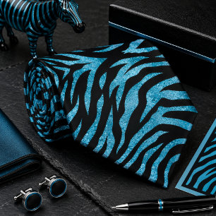Glittery Zebra Wild Animal Pattern Tie