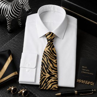 Glittery Zebra Wild Animal Pattern Tie