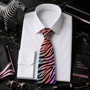 Glittery Zebra Wild Animal Pattern Tie
