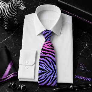 Glittery Zebra Wild Animal Pattern Tie