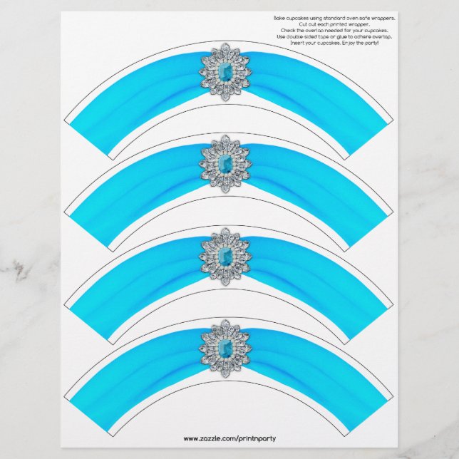 Glitz and Glam Cupcake Wrap - Aqua (Front)