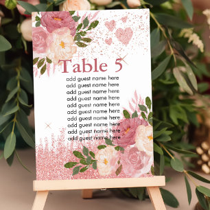 Glitz And Glam Pink Glitter Sparkle Shine  Table Number