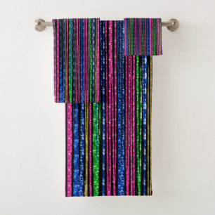 Glitz and Glam Sparkly Stripes Bath Towel Set