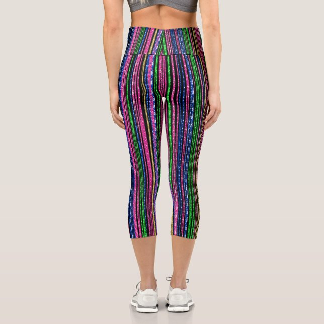 Glitz and Glam Sparkly Stripes Capri Leggings (Back)
