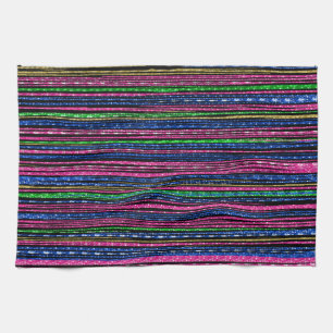 Glitz and Glam Sparkly Stripes Tea Towel