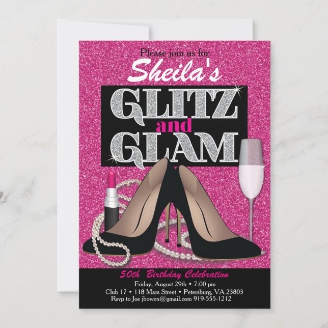Glitz and Glamourous Birthday Invitation (Front)