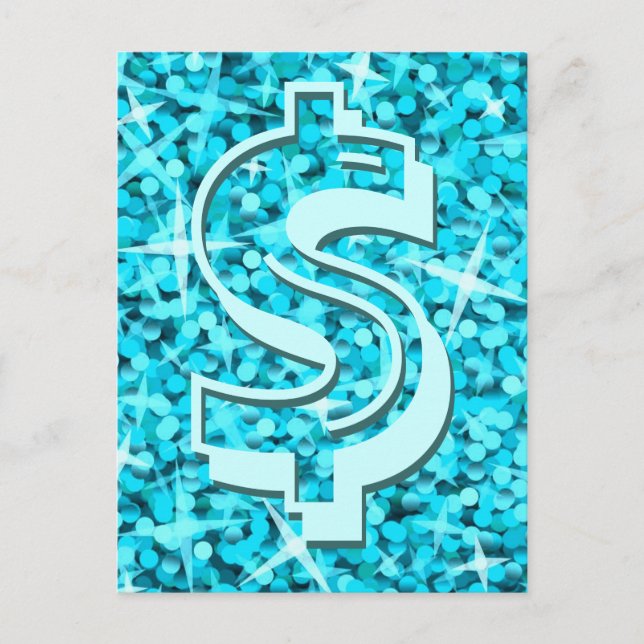Glitz Blue dollar '$' postcard (Front)