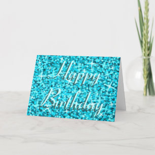 Glitz Blue 'Happy Birthday' ribbon text card