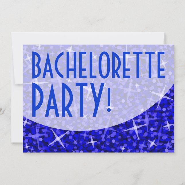 Glitz Dark Blue curve 'Bachelorette Party!' Invitation (Front)