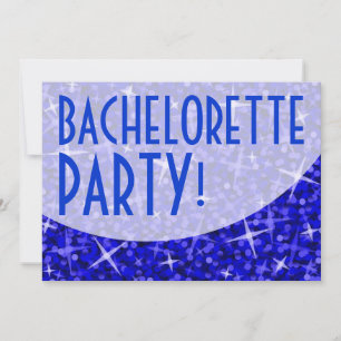 Glitz Dark Blue curve 'Bachelorette Party!' Invitation