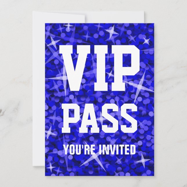 Glitz Dark Blue 'VIP PASS' invitation (Front)