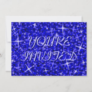 Glitz Dark Blue 'You're Invited' blue text Invitation